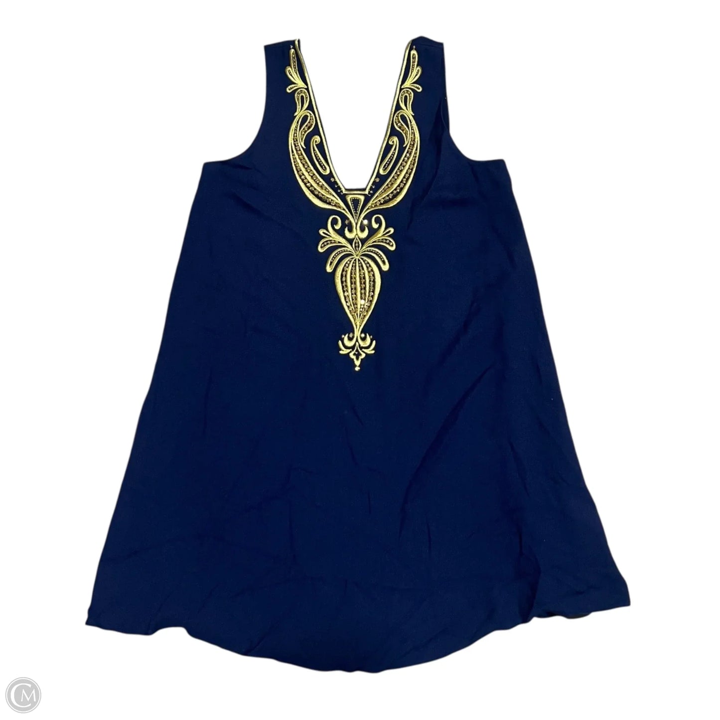 Dress Designer By Lilly Pulitzer In Blue & Gold, Size: S