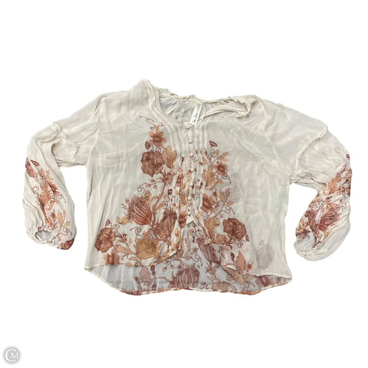 Top Long Sleeve By Anthropologie In Cream & Red, Size: Xl