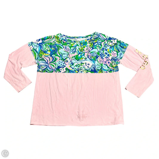 Top Long Sleeve Designer By Lilly Pulitzer In Blue & Pink, Size: Xl
