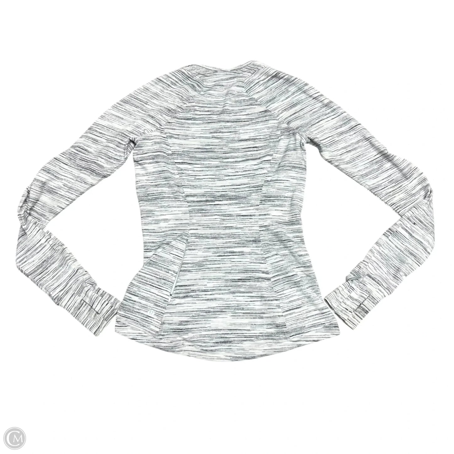 Athletic Top Long Sleeve Collar By Lululemon In Black & White, Size: S