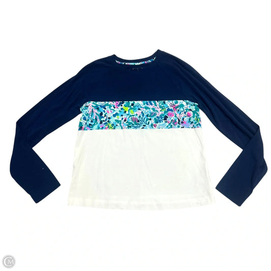 Top Long Sleeve Designer By Lilly Pulitzer In Blue & White, Size: Xs