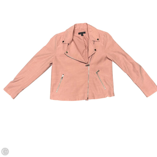 Jacket Moto By Ann Taylor In Pink Denim, Size: S