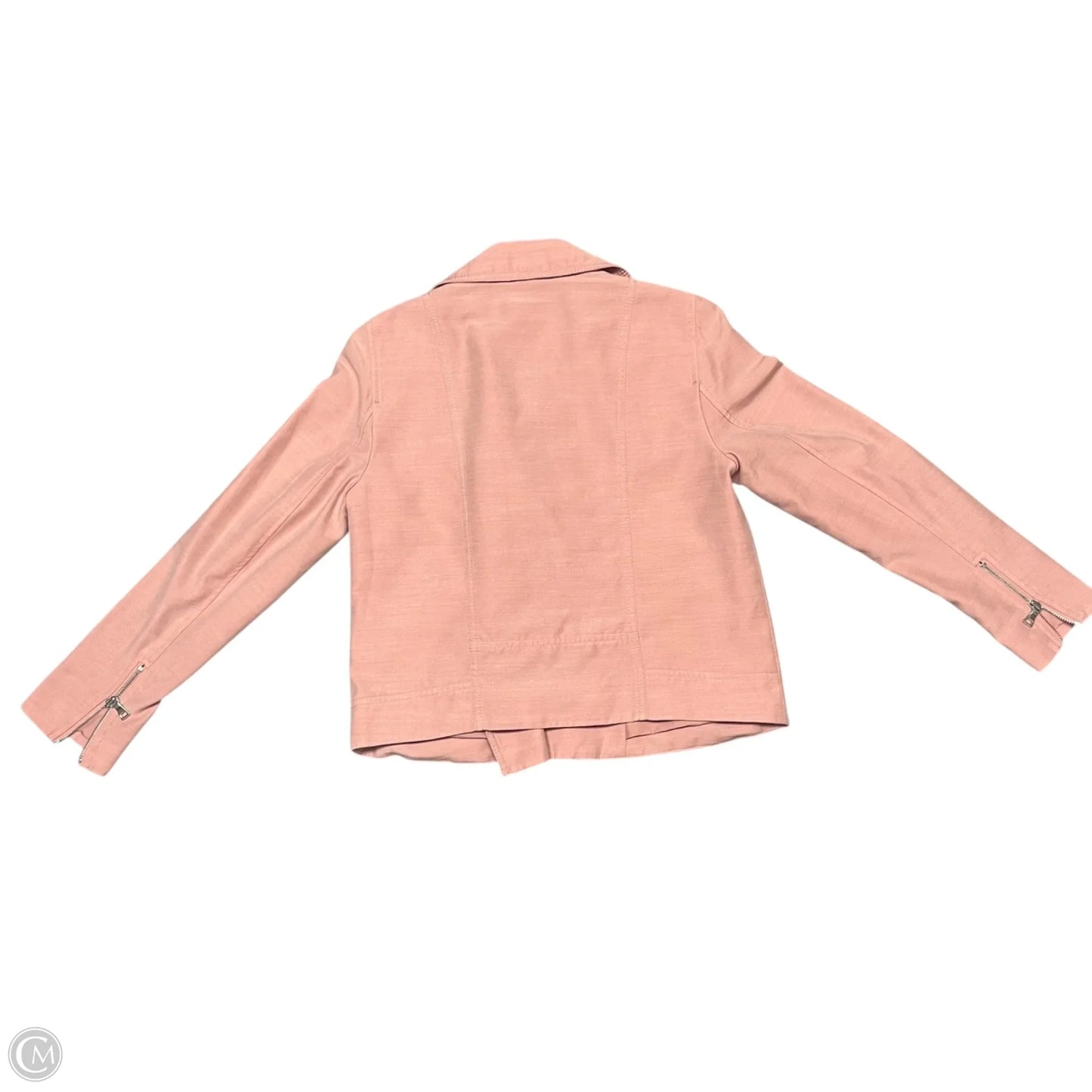 Jacket Moto By Ann Taylor In Pink Denim, Size: S