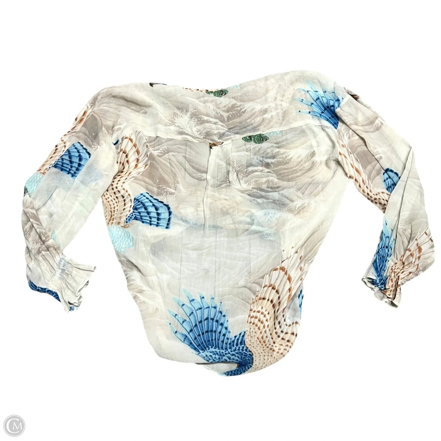 Top Long Sleeve Designer By All Saints In Blue & Cream, Size: S
