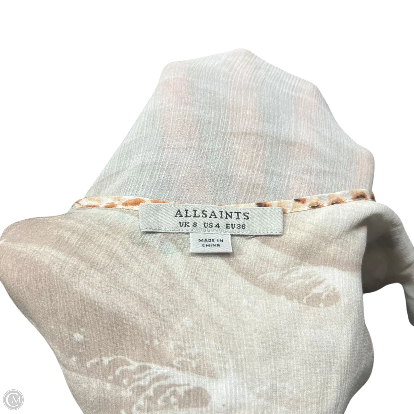 Top Long Sleeve Designer By All Saints In Blue & Cream, Size: S
