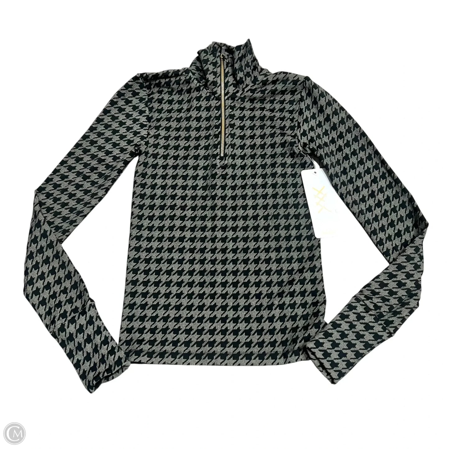 Athletic Top Long Sleeve Collar By Rhone In Black & Grey, Size: Xs