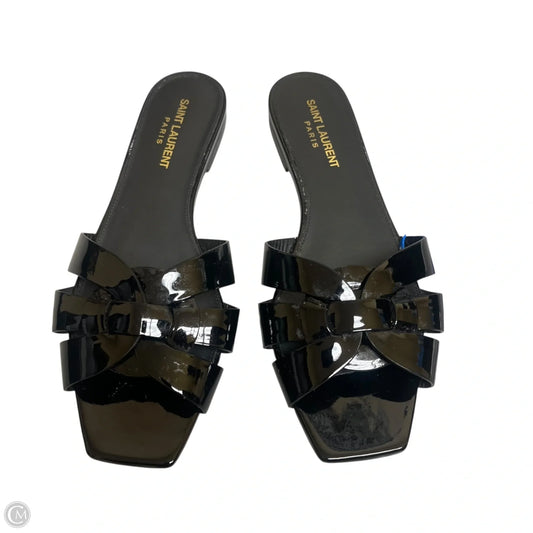 Sandals Luxury Designer By Yves Saint Laurent In Black, Size: 7.5