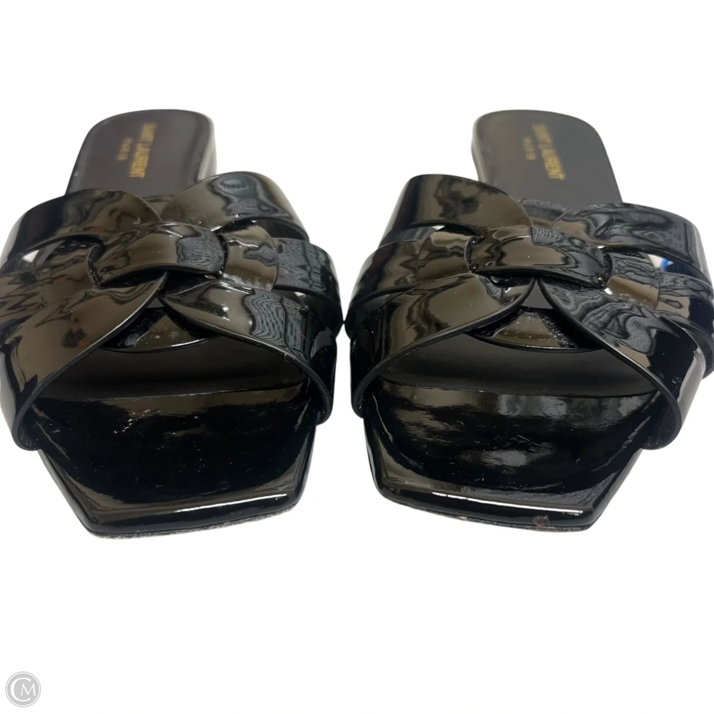 Sandals Luxury Designer By Yves Saint Laurent In Black, Size: 7.5