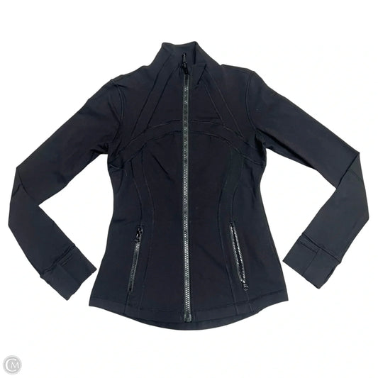Athletic Top Long Sleeve Collar By Lululemon In Black, Size: S