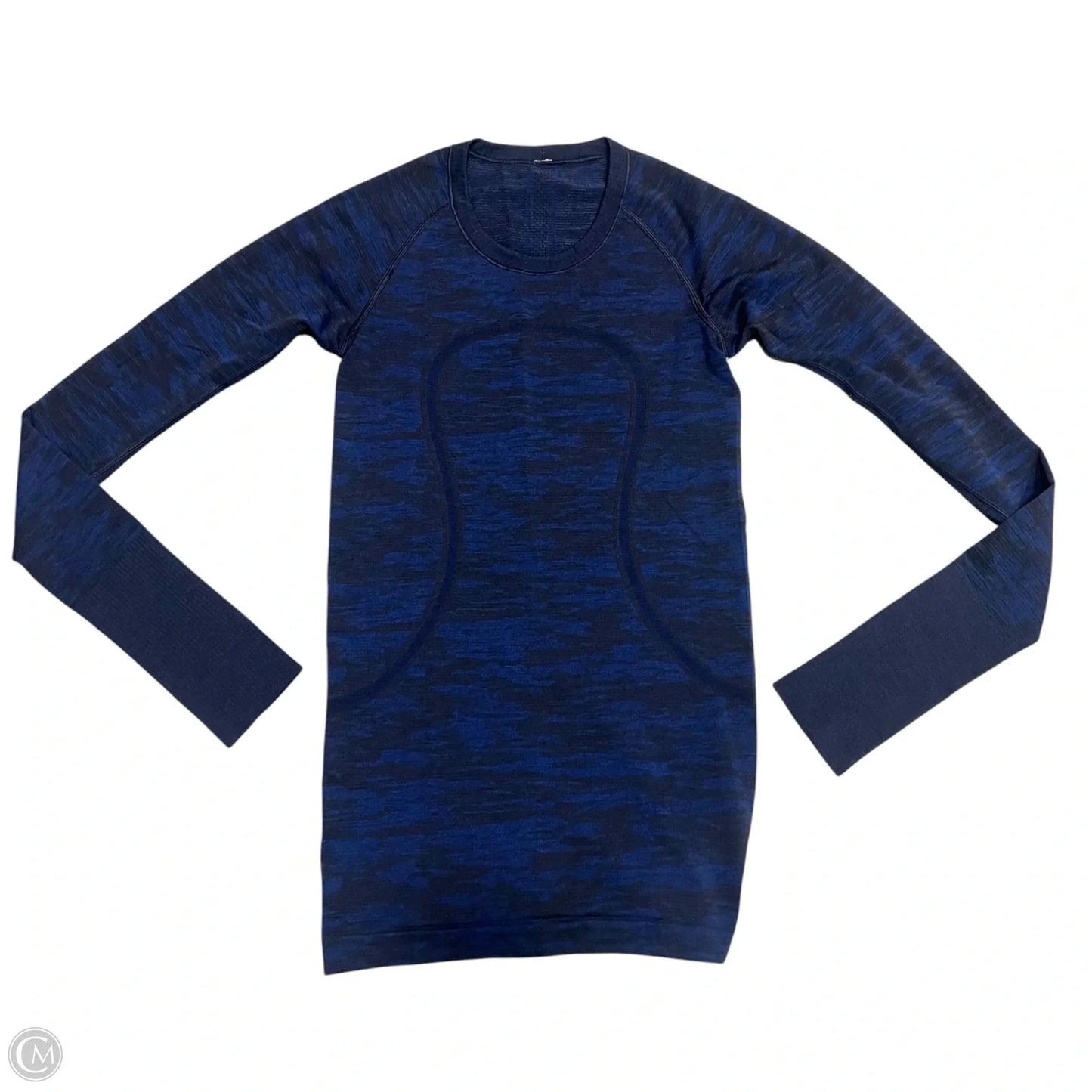 Athletic Top Long Sleeve Collar By Lululemon In Black & Blue, Size: S