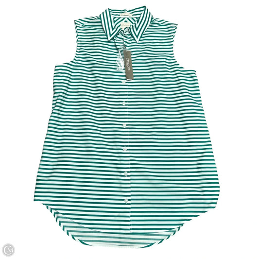 Top Sleeveless By Chicos In Green & White, Size: Xs