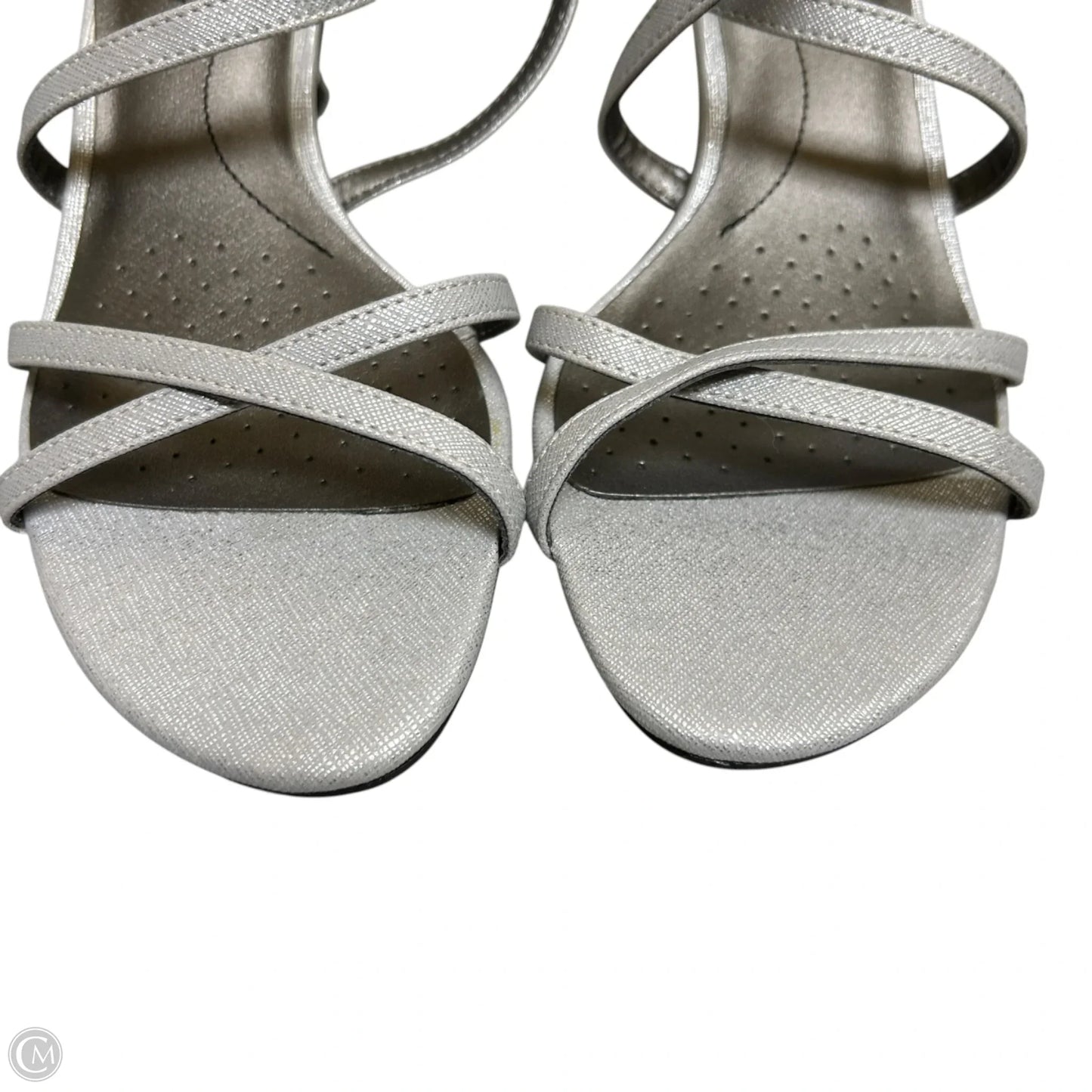 Sandals Heels Kitten By Life Stride In Silver, Size: 8