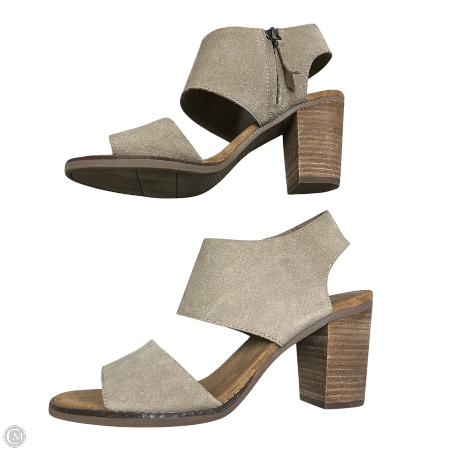 Sandals Heels Block By Toms In Taupe, Size: 8.5