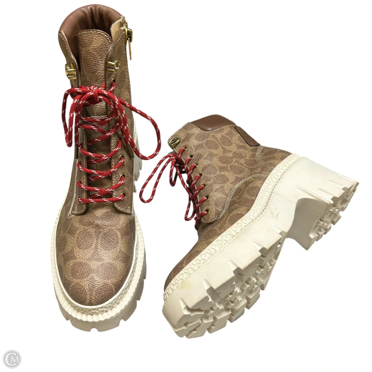 Boots Designer By Coach In Tan, Size: 7.5