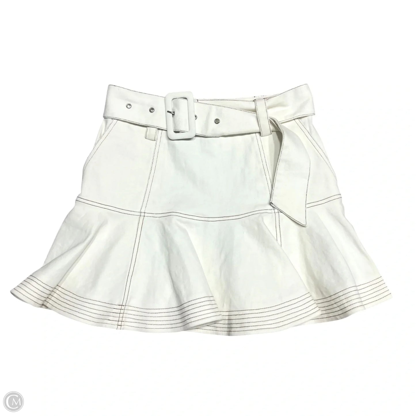 Skirt Mini & Short By En Saison In White Denim, Size: 4