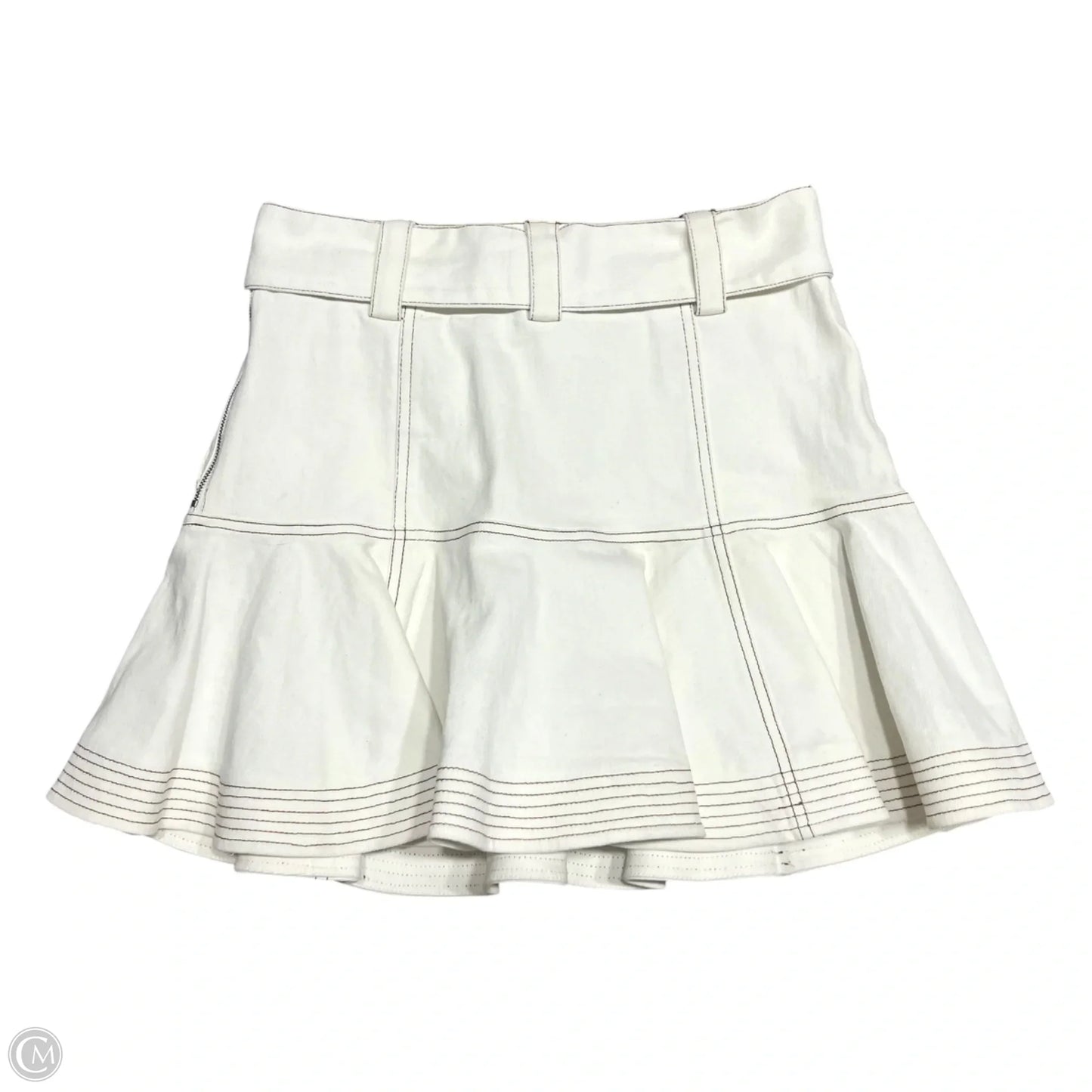Skirt Mini & Short By En Saison In White Denim, Size: 4