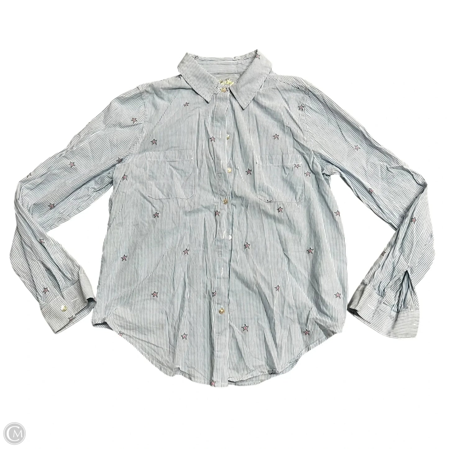 Top Long Sleeve Designer By Lilly Pulitzer In Blue & White, Size: S