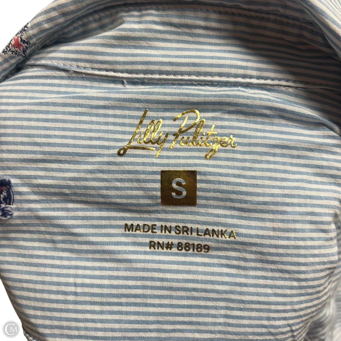 Top Long Sleeve Designer By Lilly Pulitzer In Blue & White, Size: S