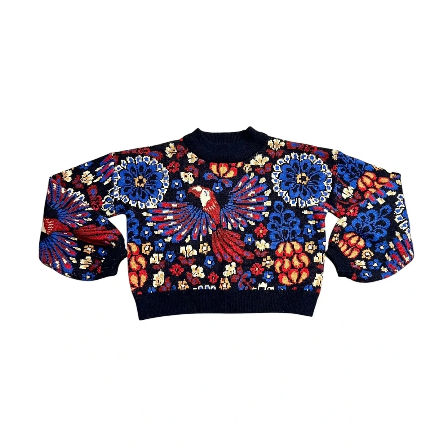 Sweater By Farm Rio In Blue & Red, Size: M
