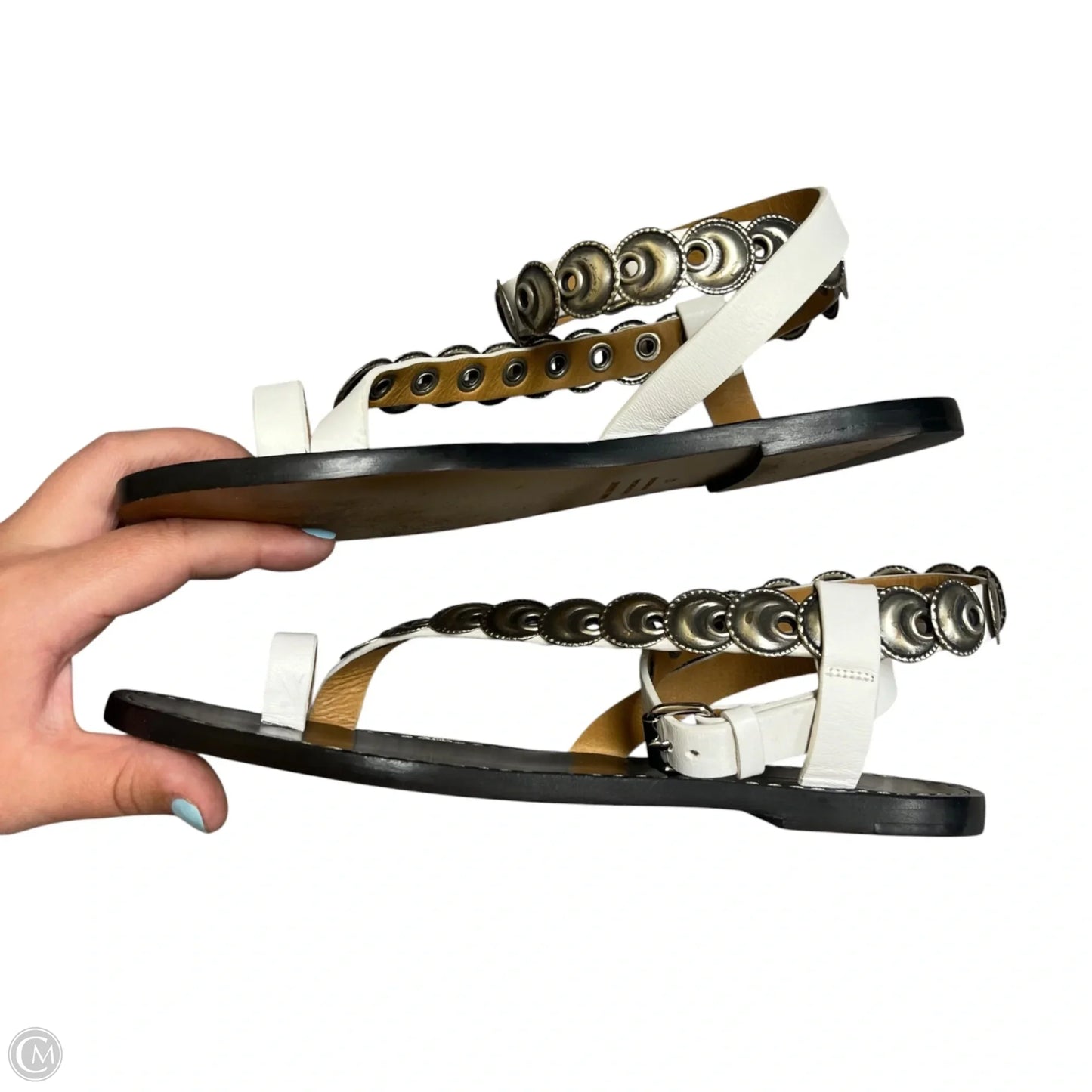 Sandals Designer By Isabel Marant In Silver & White, Size: 6.5