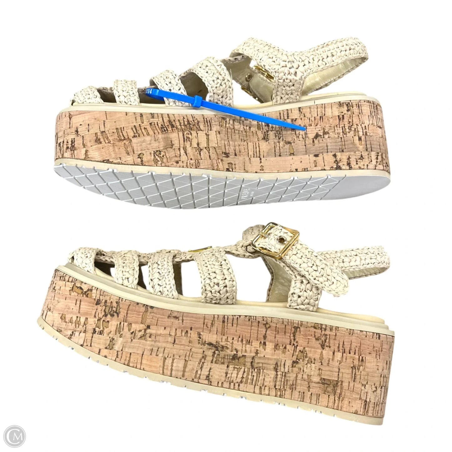 Sandals Luxury Designer By Prada In Tan, Size: 6.5