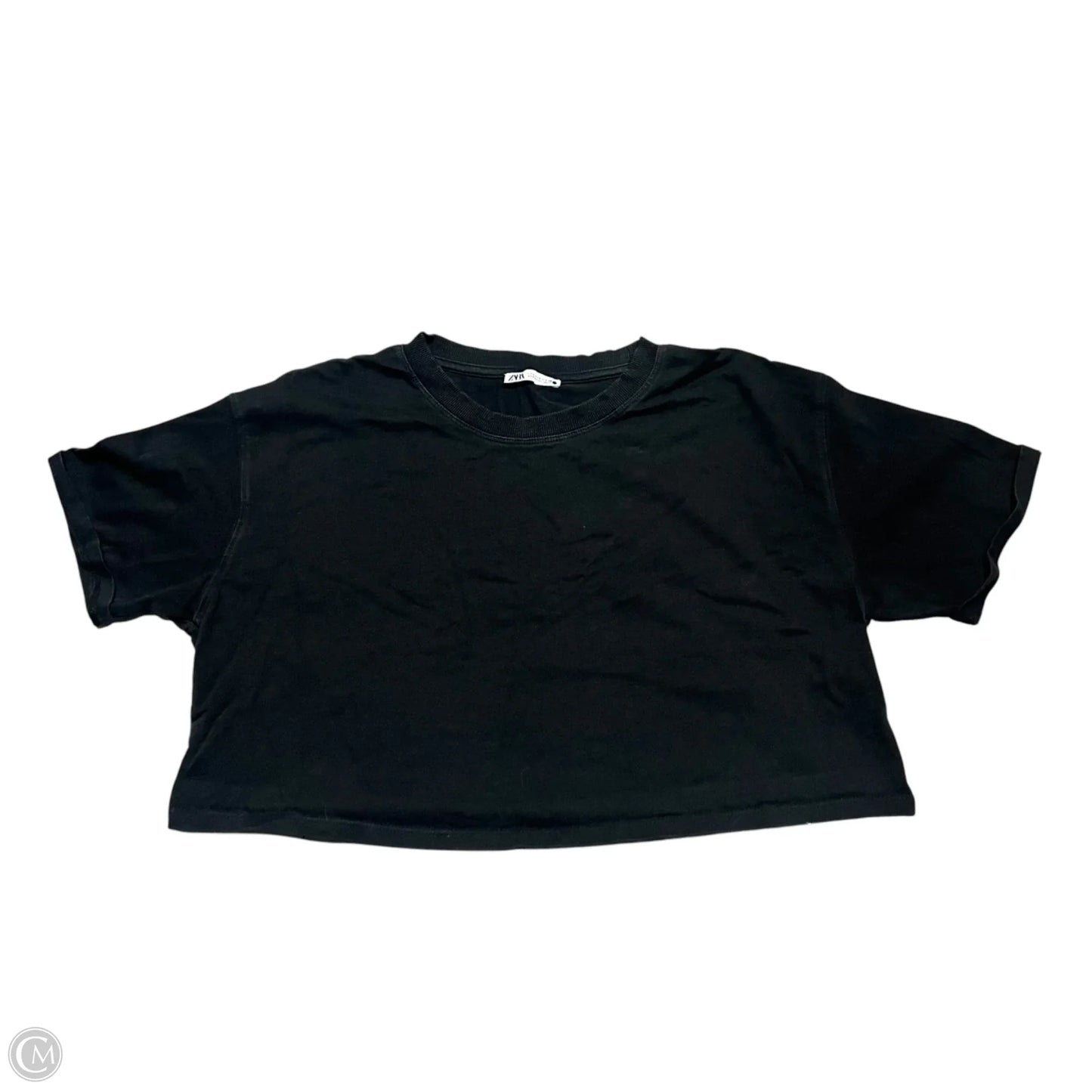 Top Short Sleeve Basic By Zara In Black, Size: L