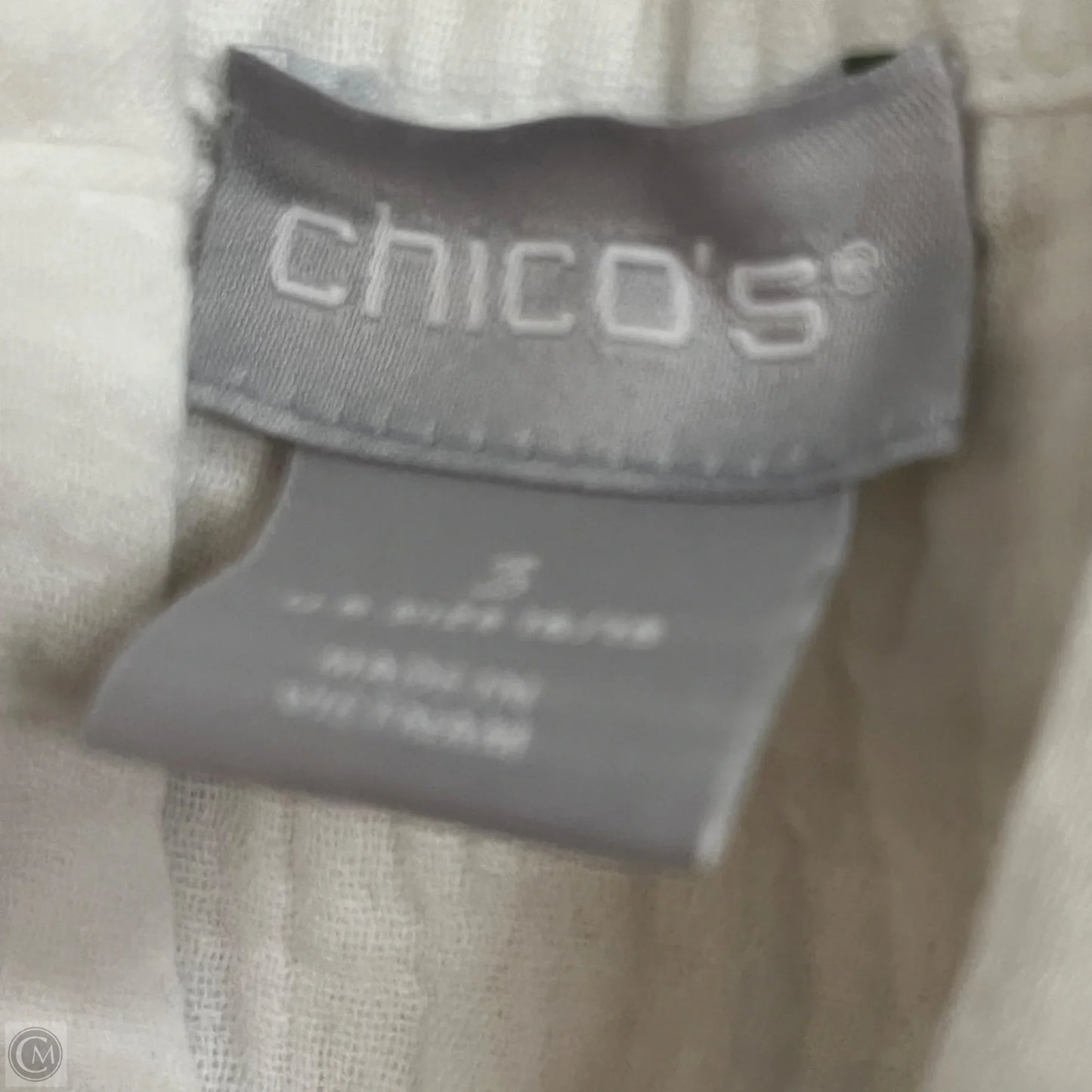 Top 3/4 Sleeve By Chicos In White, Size: Xl