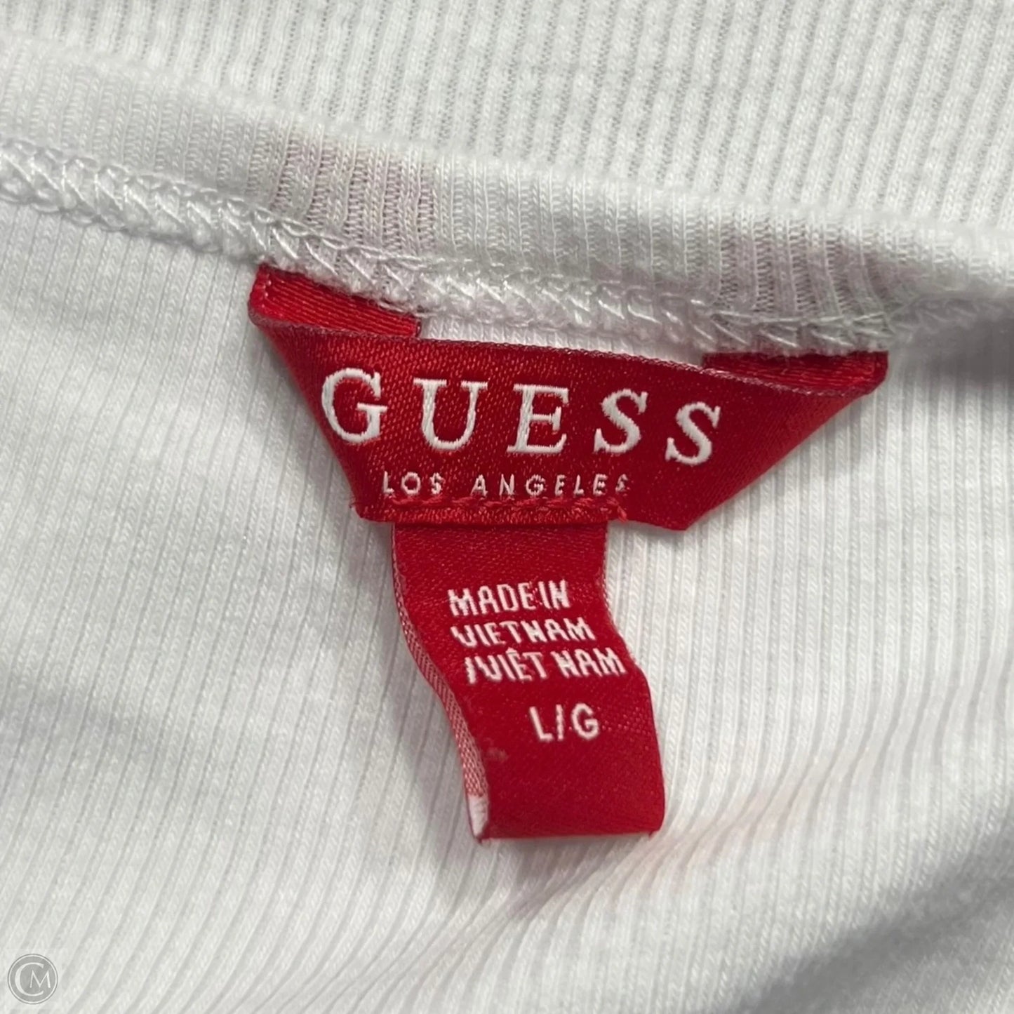 Top Short Sleeve By Guess In White, Size: L