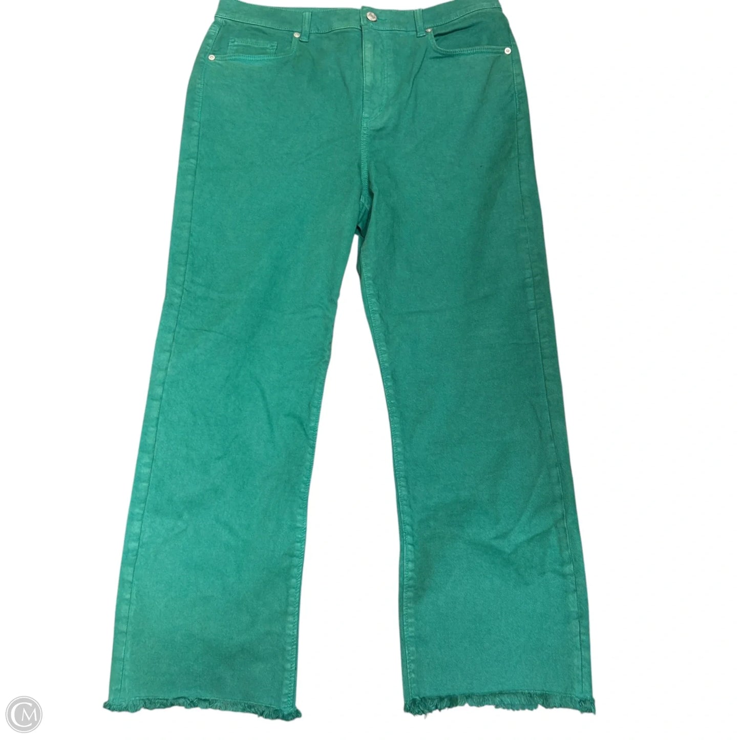 Jeans Cropped By Loft In Green Denim, Size: 10