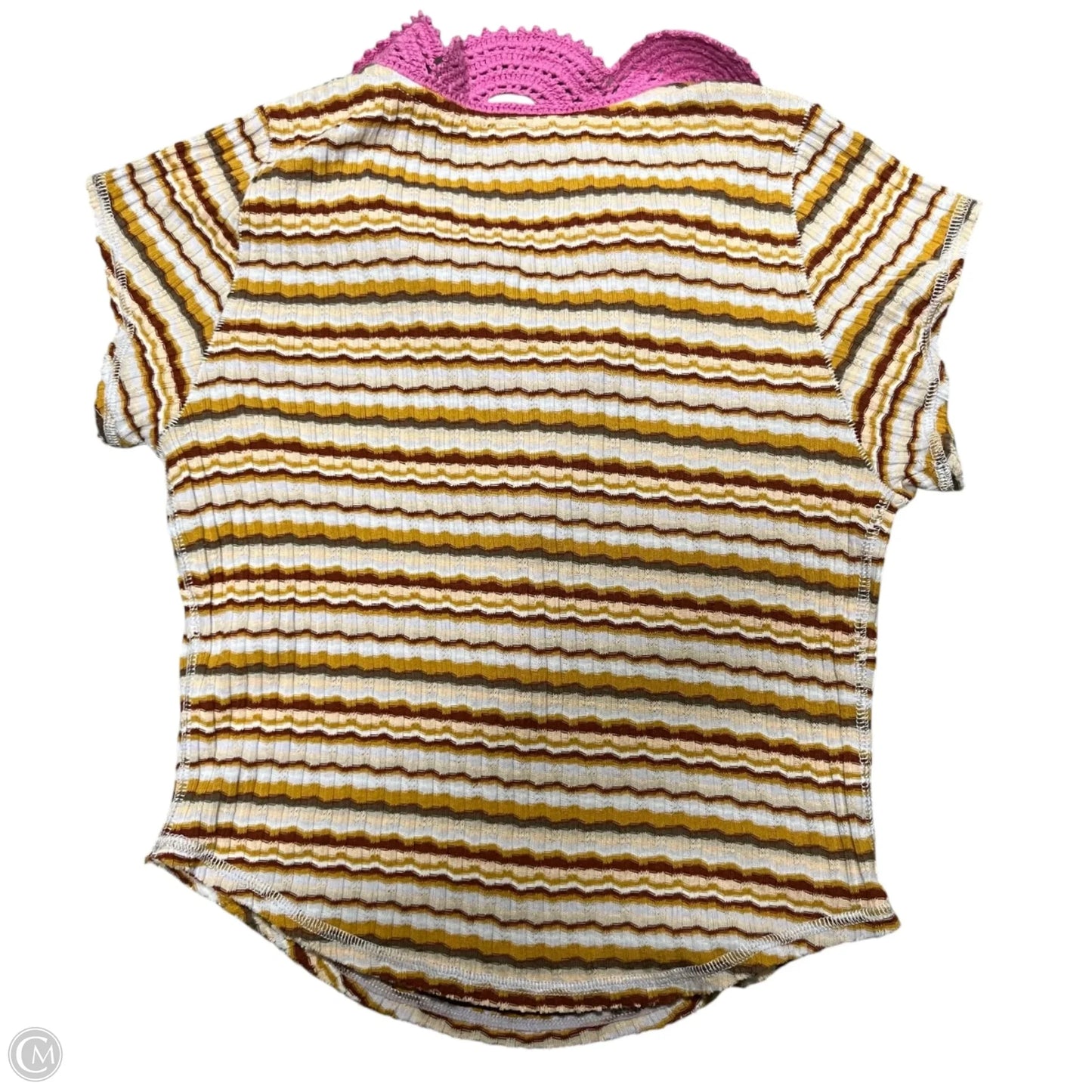 Top Short Sleeve By Free People In Pink & Yellow, Size: S
