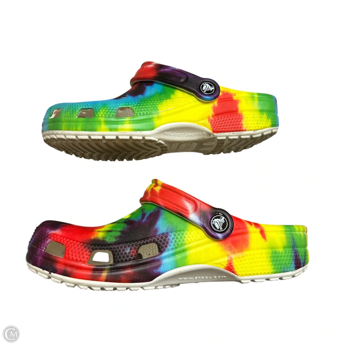 Shoes Flats By Crocs In Rainbow Print, Size: 7