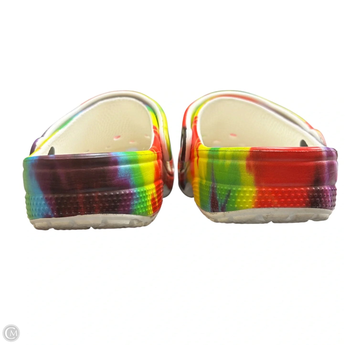 Shoes Flats By Crocs In Rainbow Print, Size: 7