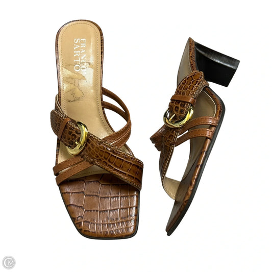 Sandals Heels Block By Franco Sarto In Tan, Size: 8
