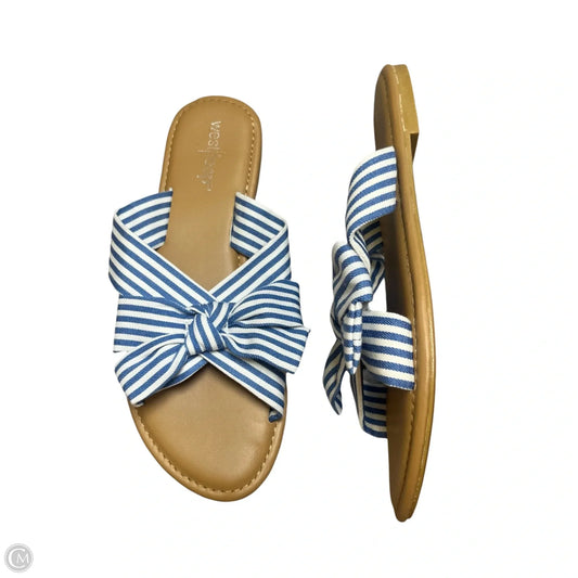Sandals Flats By West Loop In Blue & White, Size: 5/6