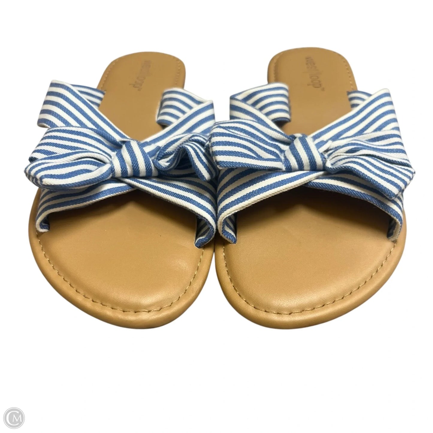 Sandals Flats By West Loop In Blue & White, Size: 5/6