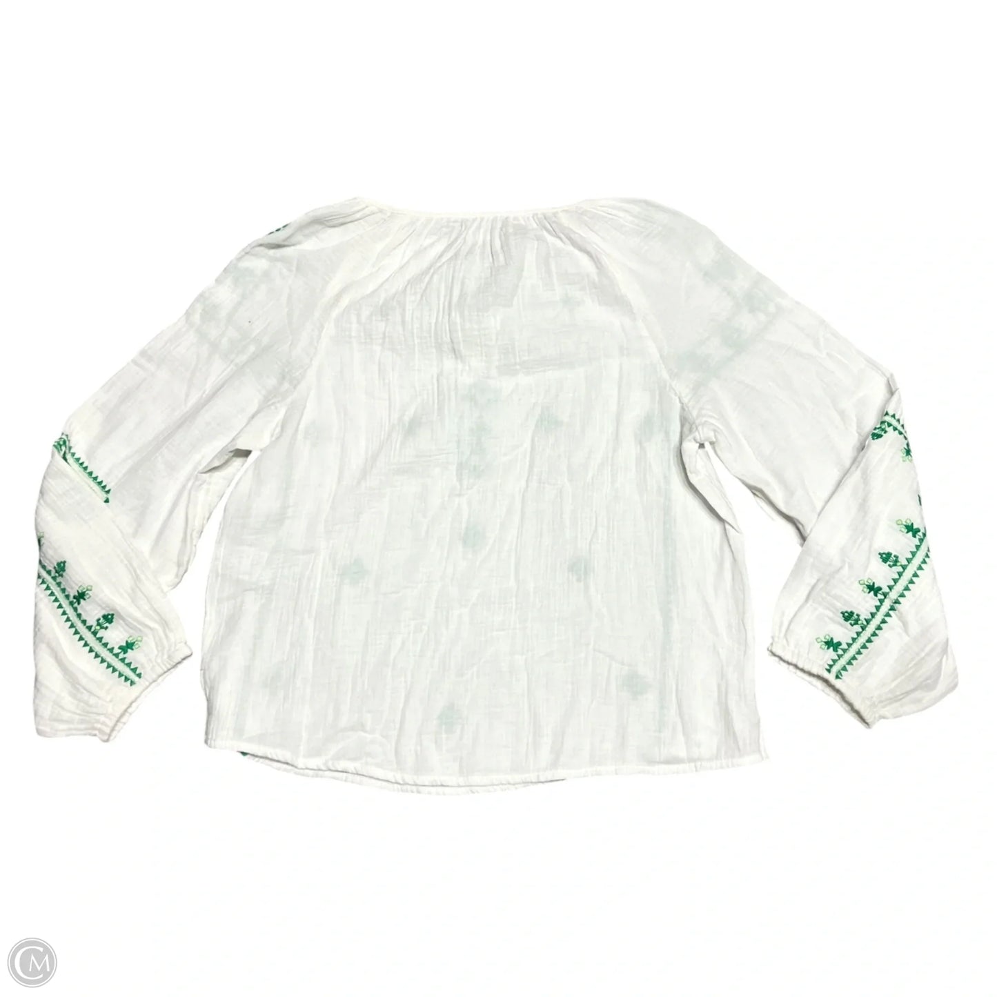 Top Long Sleeve By Molly Bracken In Green & White, Size: L