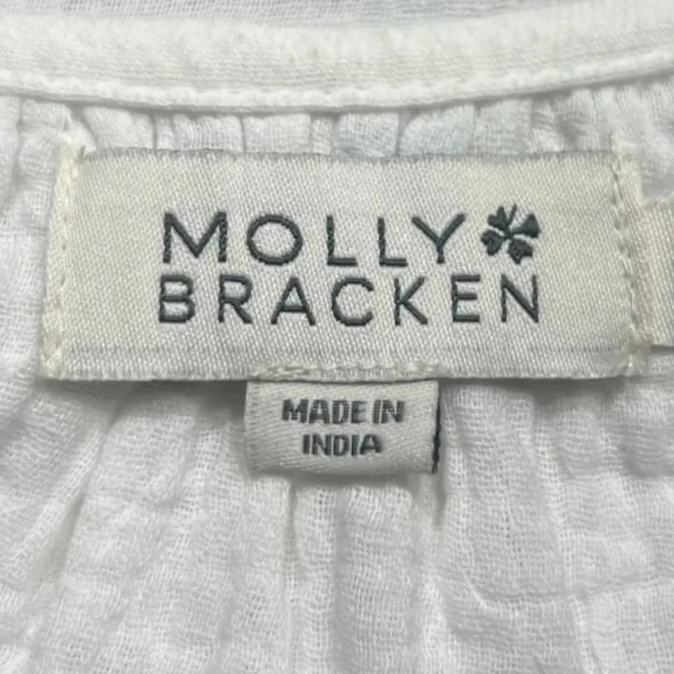 Top Long Sleeve By Molly Bracken In Green & White, Size: L