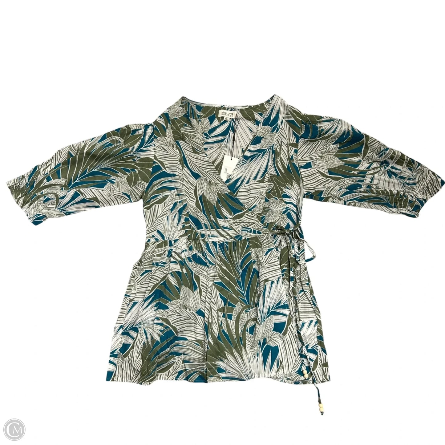 Top 3/4 Sleeve By Molly Bracken In Blue & Green, Size: L