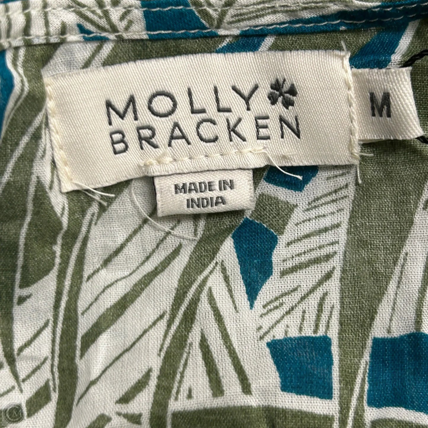 Top 3/4 Sleeve By Molly Bracken In Blue & Green, Size: M