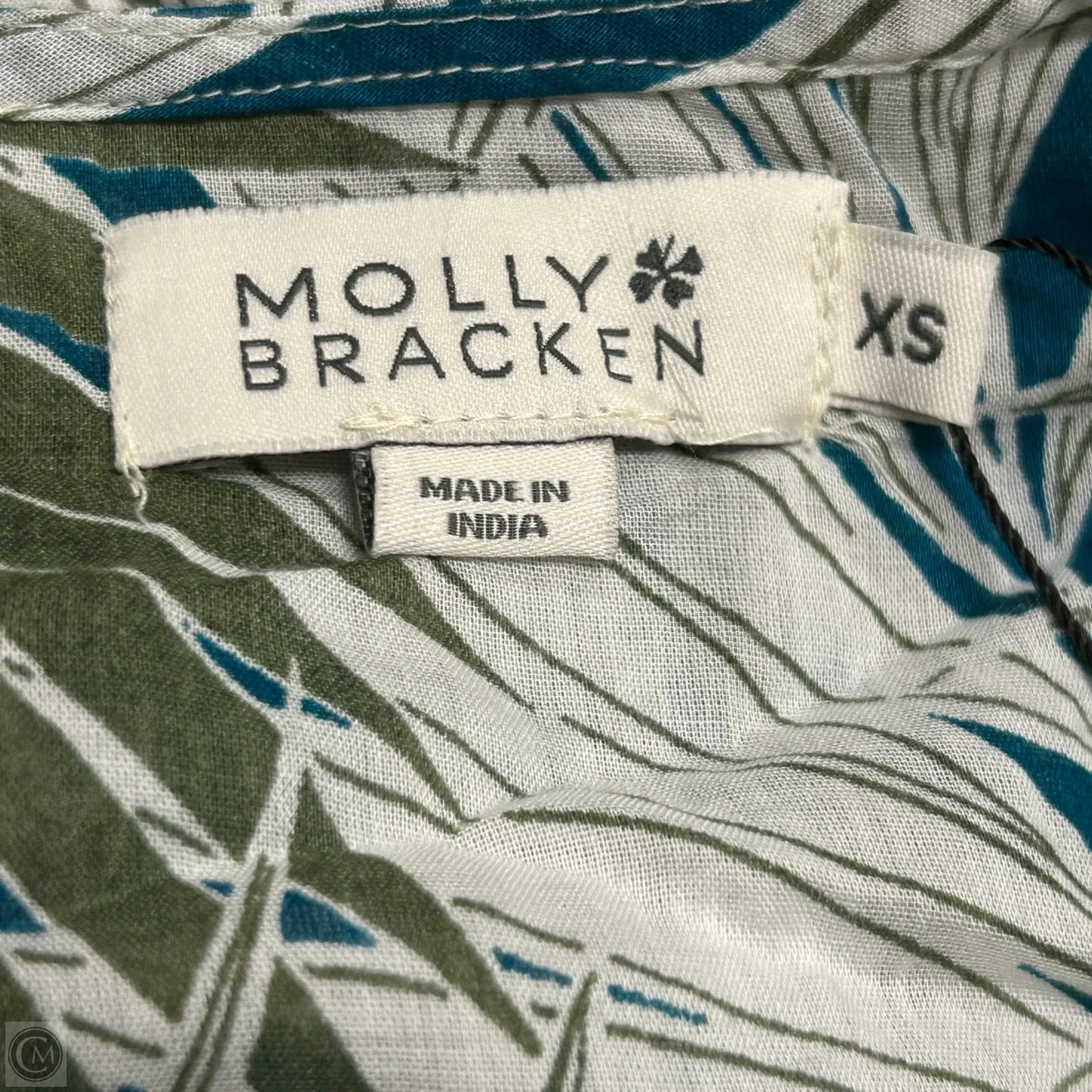 Top 3/4 Sleeve By Molly Bracken In Blue & Green, Size: Xs