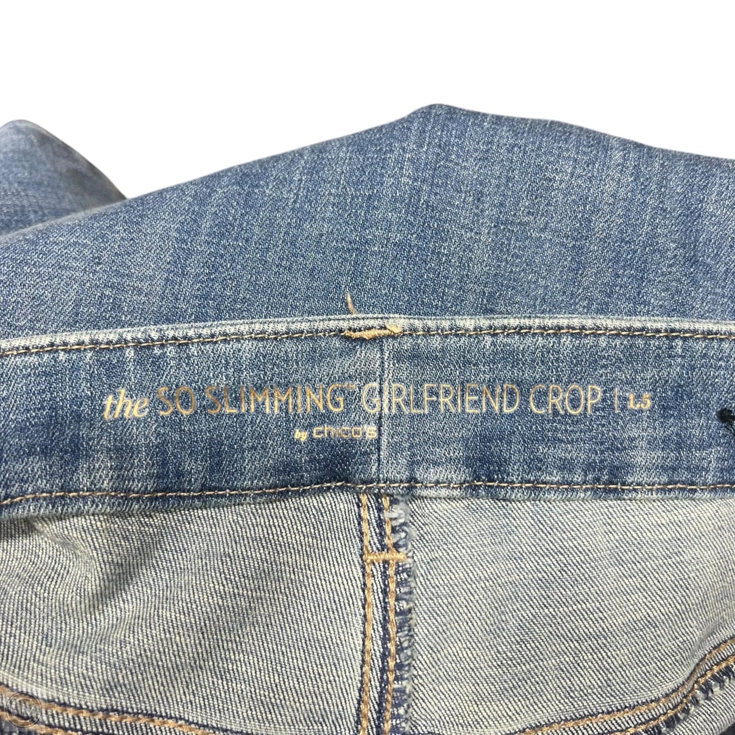Jeans Cropped By Chicos In Blue Denim, Size: 10