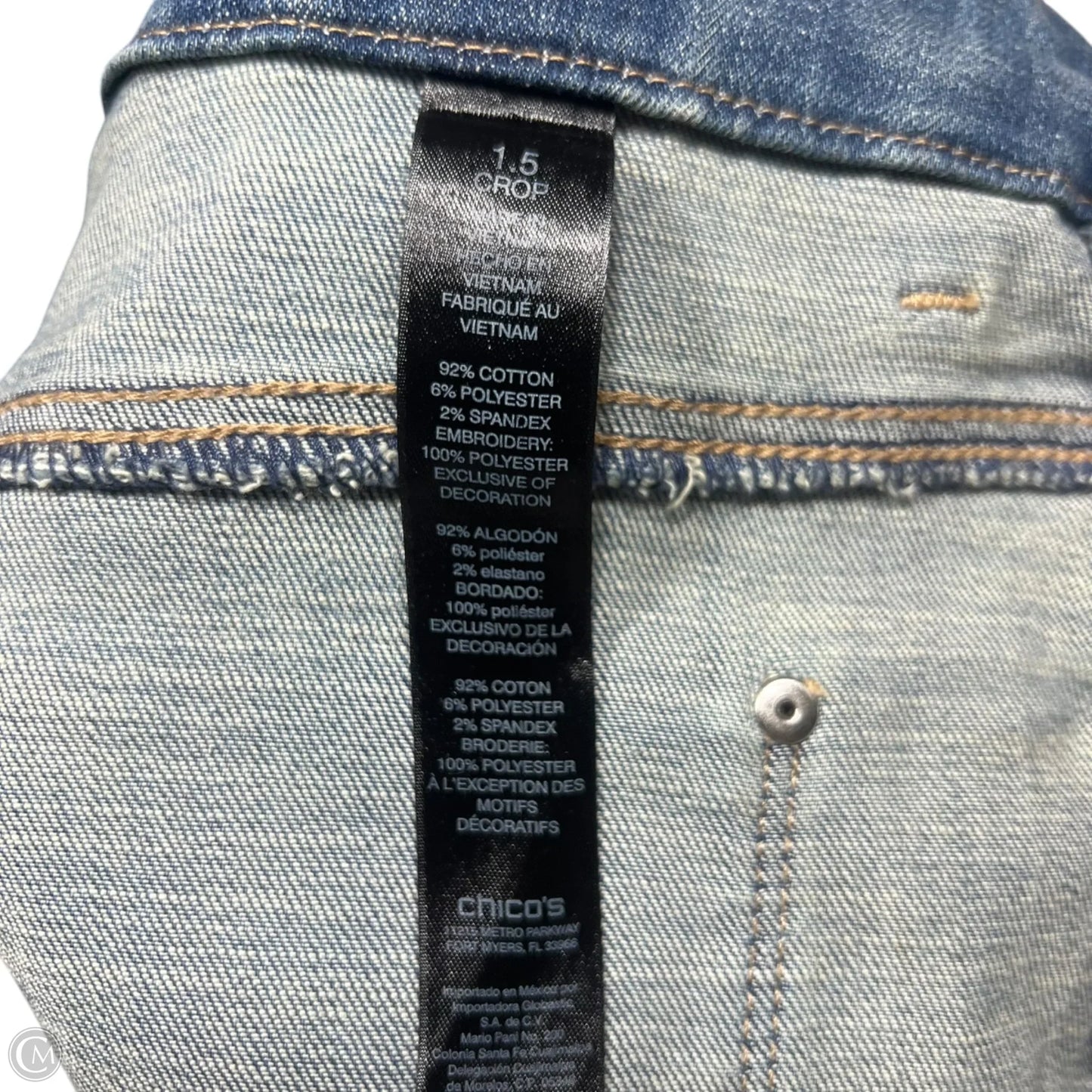 Jeans Cropped By Chicos In Blue Denim, Size: 10