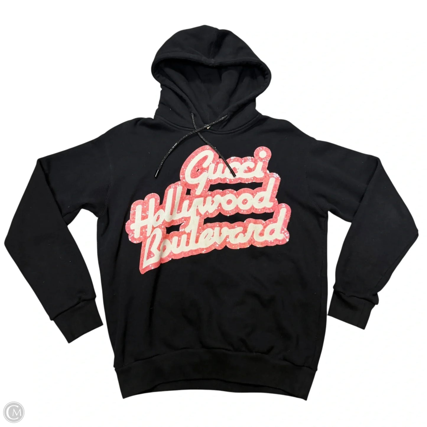 Sweatshirt Luxury Designer By Gucci In Black & Pink, Size: Xs