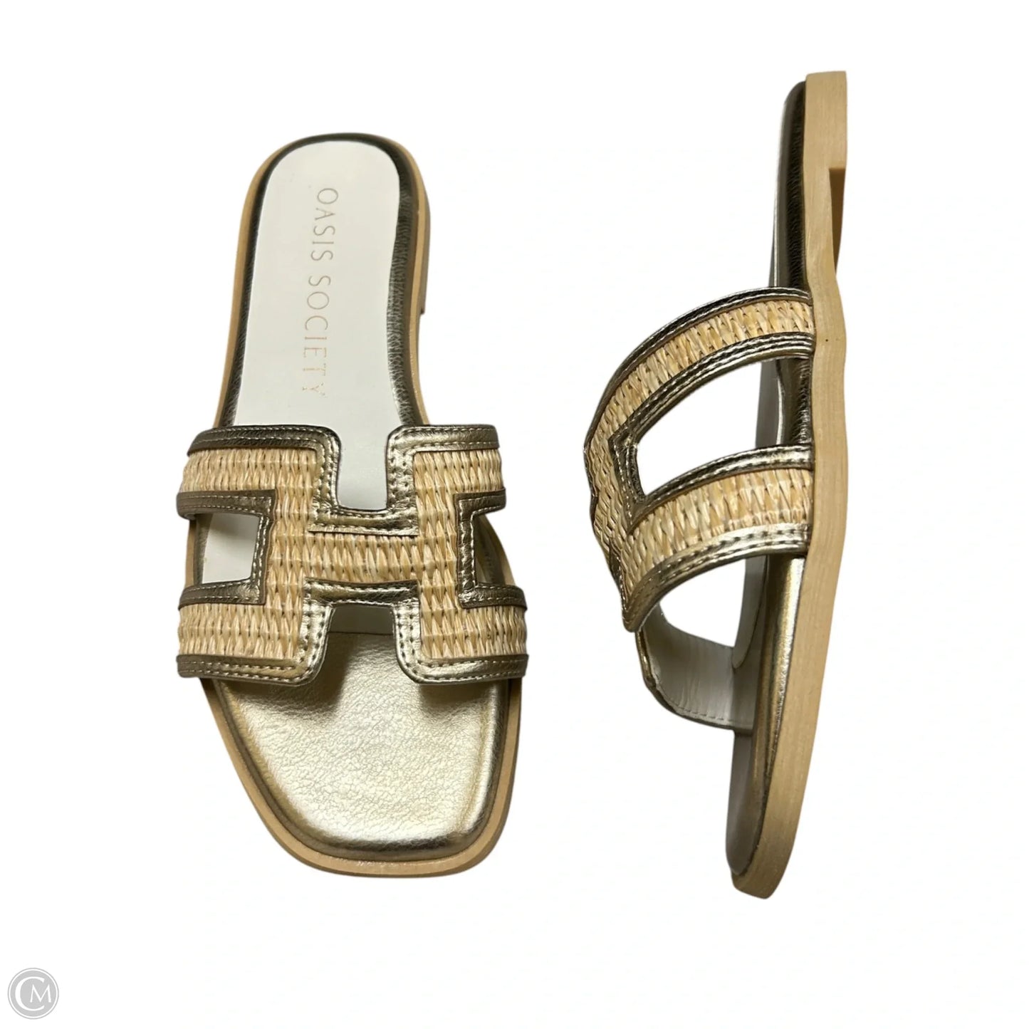 Sandals Flats By Oasis Society In Gold & Tan, Size: 6