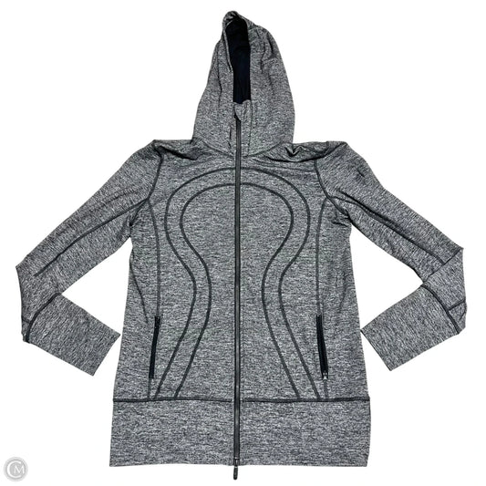 Athletic Top Long Sleeve Hoodie By Lululemon In Grey, Size: L