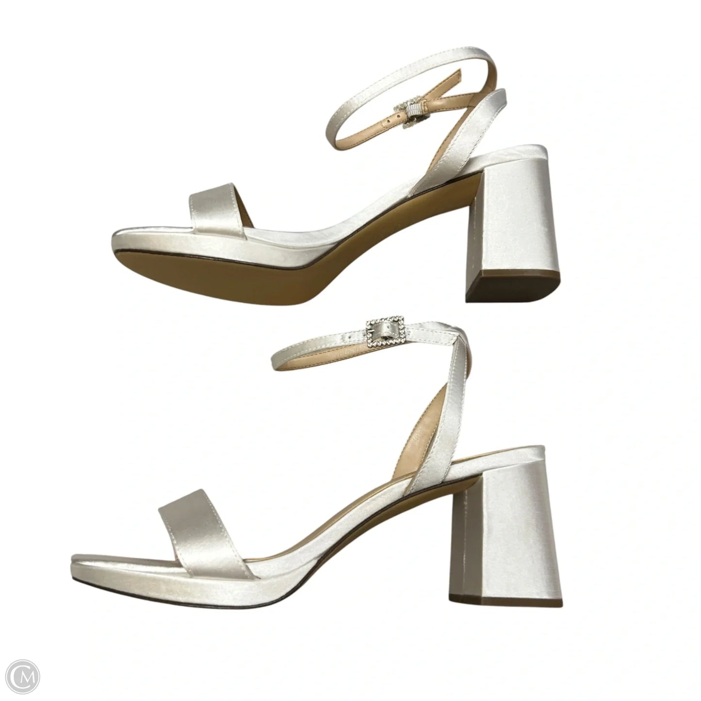 Sandals Heels Block By Nina In White, Size: 7.5