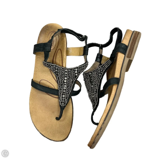 Sandals Flats By Aetrex In Black & Brown, Size: 9.5