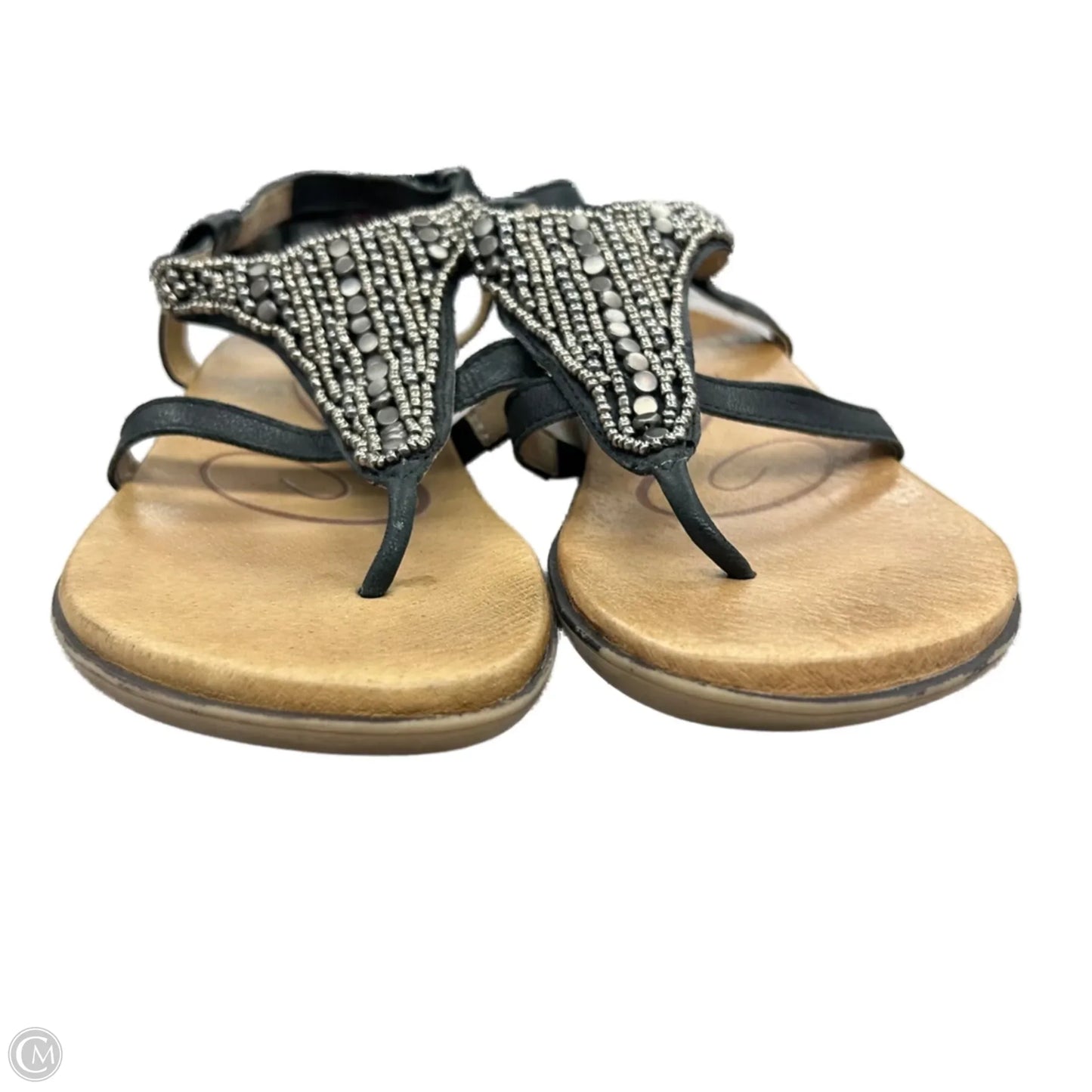 Sandals Flats By Aetrex In Black & Brown, Size: 9.5