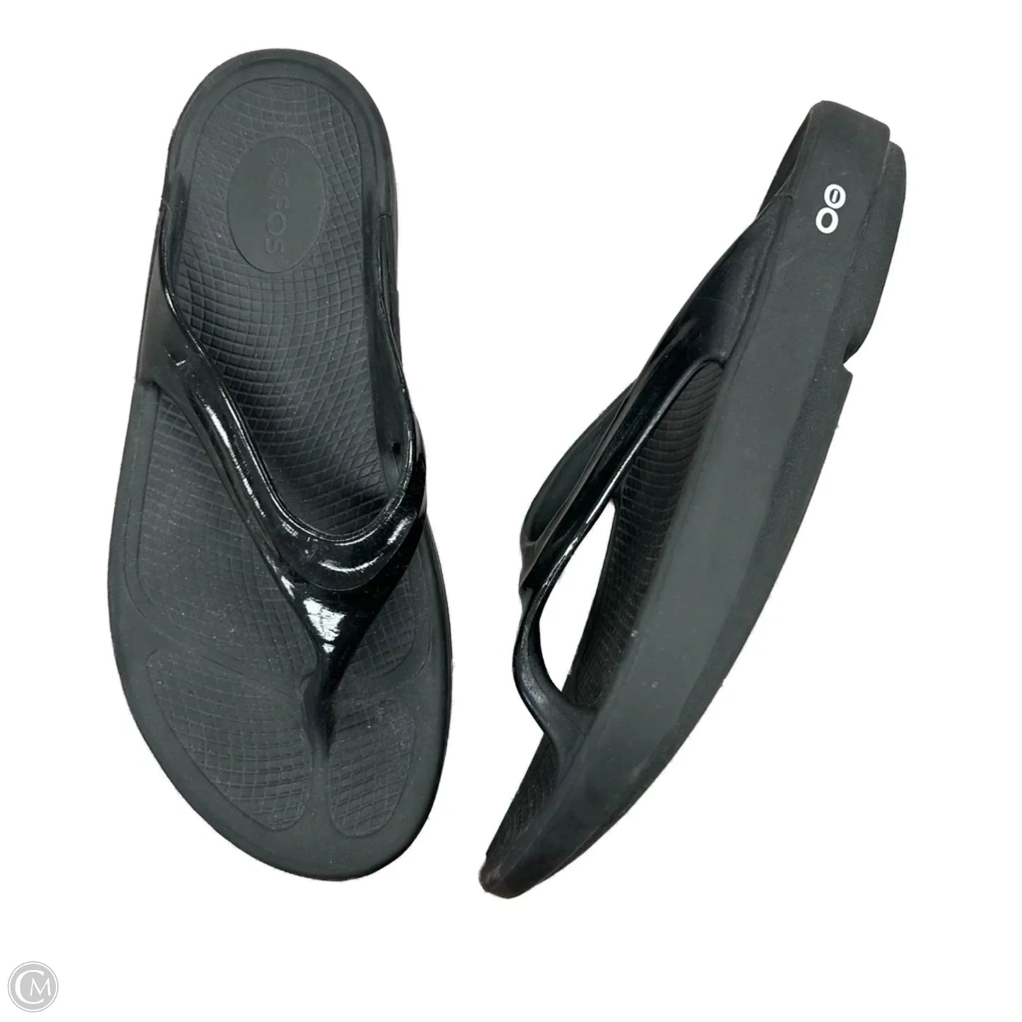 Sandals Flip Flops By Oofos In Black, Size: 9.5