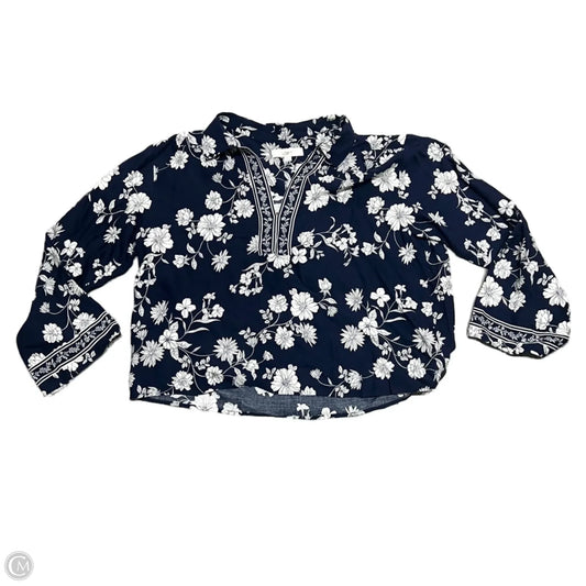 Blouse Long Sleeve By Loft In Navy, Size: Xl